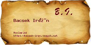 Bacsek Irén névjegykártya